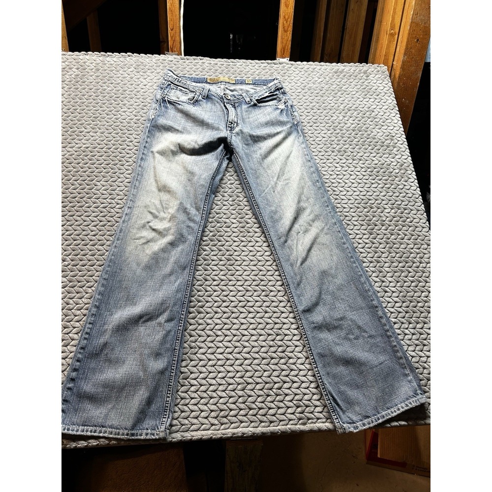 BKE Tyler Mens Jeans 32x34 Bootcut Distressed Faded Blue Denim Y2K